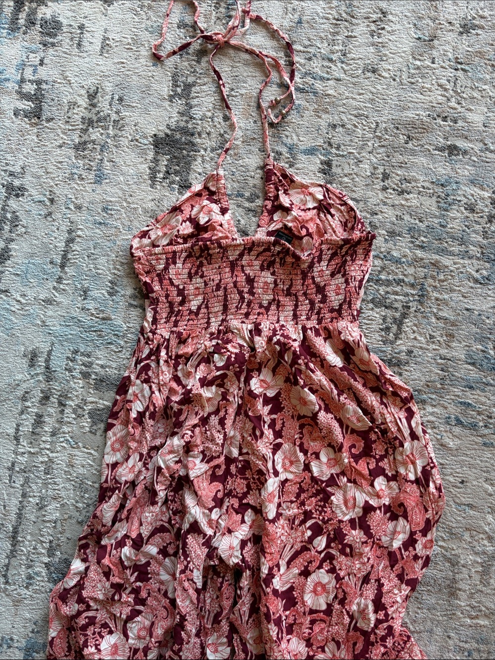 Floral Pink Halter Wide-Leg Jumpsuit - Picture 3 of 3